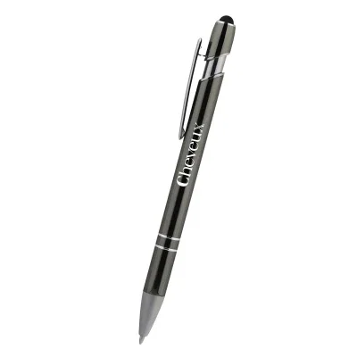 Metal stylus pen with an angled grip, five and a half inches