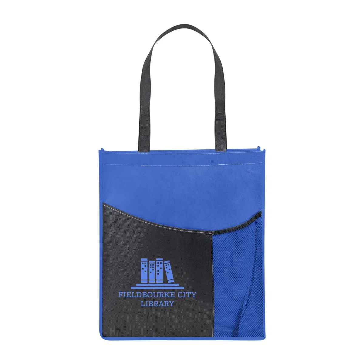Reusable non-woven tote bag made from recycled material for shopping trips