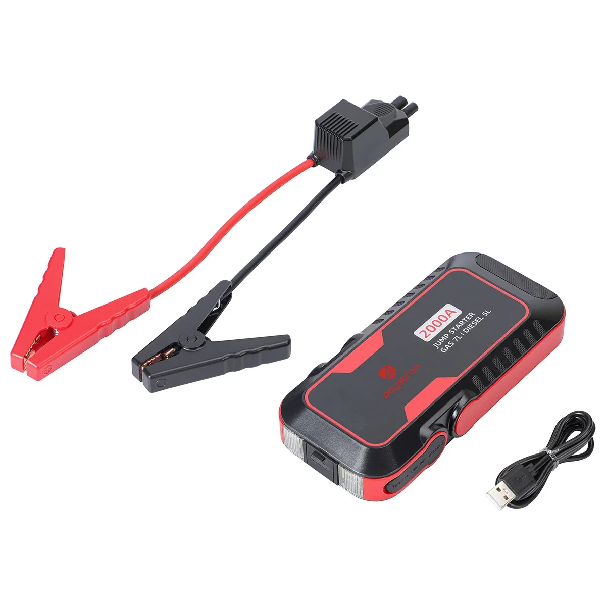 Close-up of the LED display and control buttons on the custom Pit Stop Jump Starter