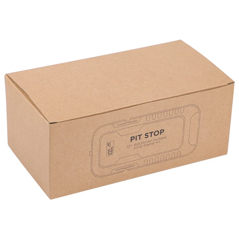 Packaging box for the custom Pit Stop 12V 16000mAh Portable Jump Starter Kit