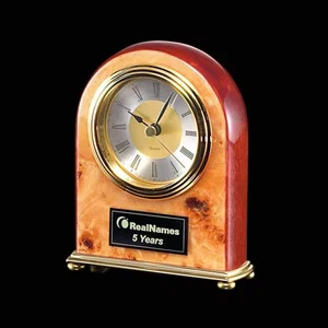 Burlwood and Rosewood Desk Clock