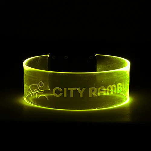 Promotional Pixie light-up wristband in red, custom branded glowing LED band for events