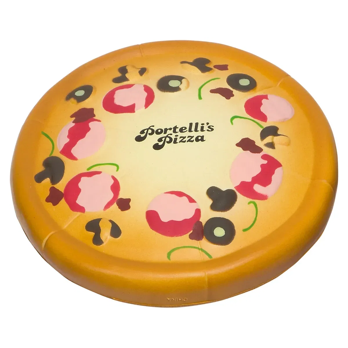 Pizza stress reliever with custom logo, branded pizza-slice promotional squeeze toy for restaurants