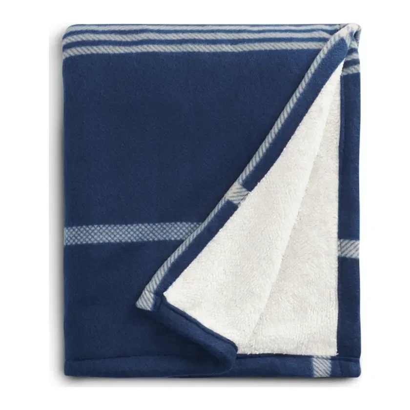 Custom Embroidered Plaid Fleece Sherpa Blanket - 50" x 60" — view 3