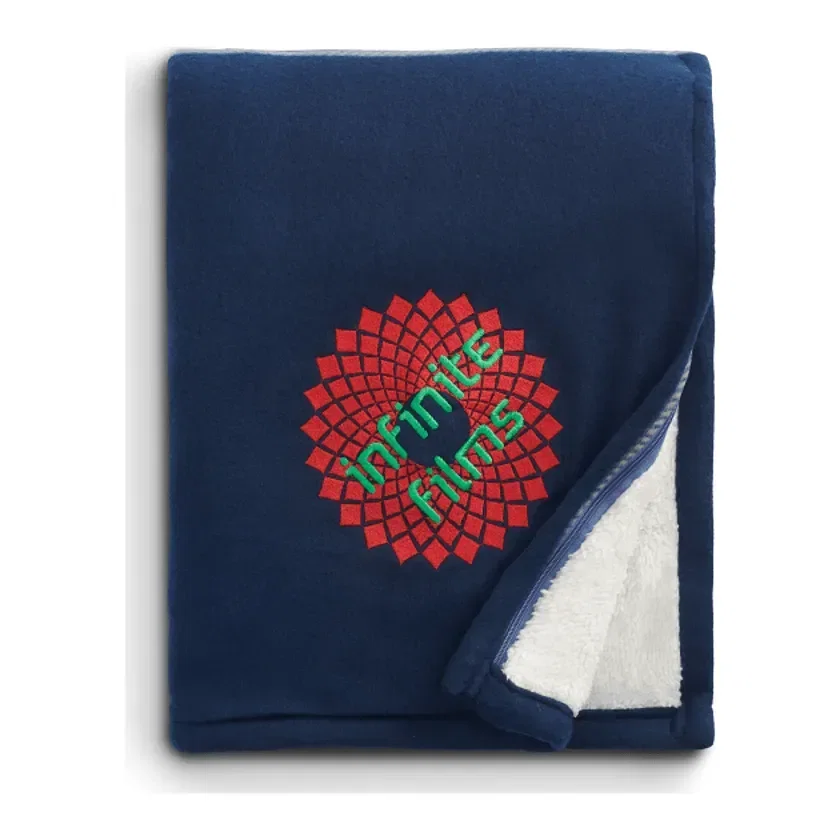 Custom Embroidered Plaid Fleece Sherpa Blanket - 50" x 60" — view 6