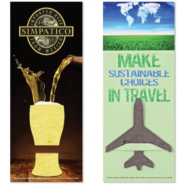 Plant-a-shape wildflower seed bookmark, full-color seeded paper bookmark, primary view