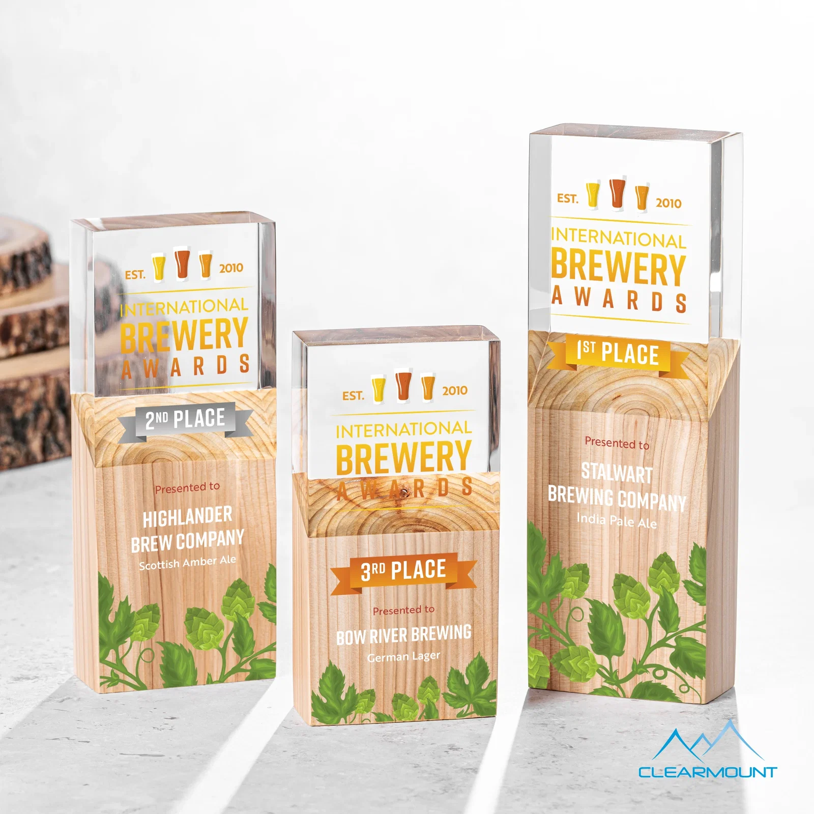 Custom Wood Column Award With Slanted Acrylic Top for retirement presentations