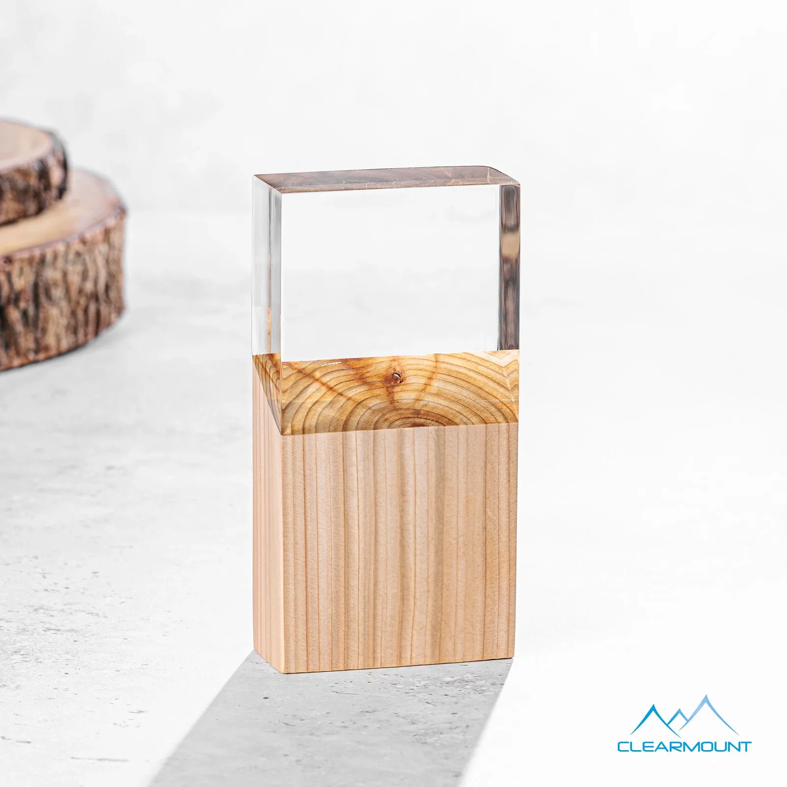 Custom Wood Column Award With Slanted Acrylic Top for safety achievement programs