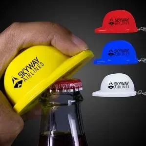 Plastic Construction Hat Bottle Opener Key Chain