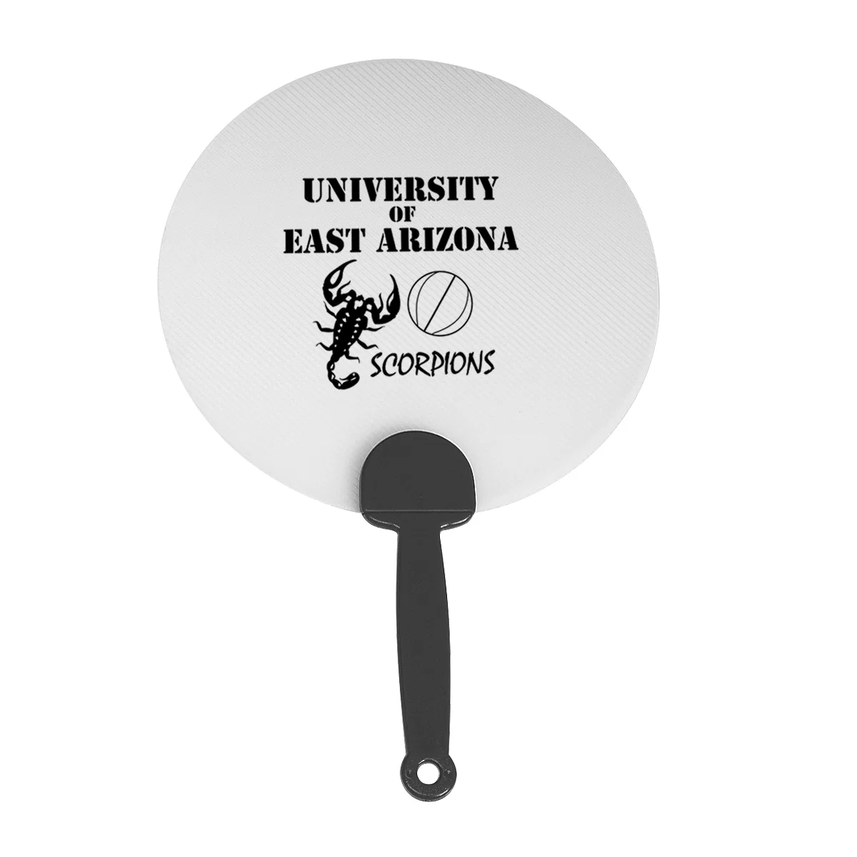Nearly seven inch circle held up by a straight grip