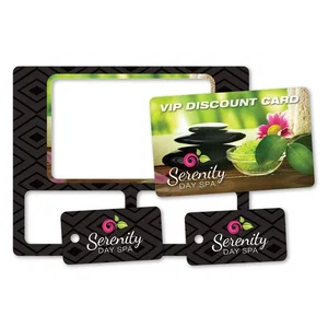 Plastic Wallet Card with 2 Key Tags, 5" x 4", Full-Color Imprint