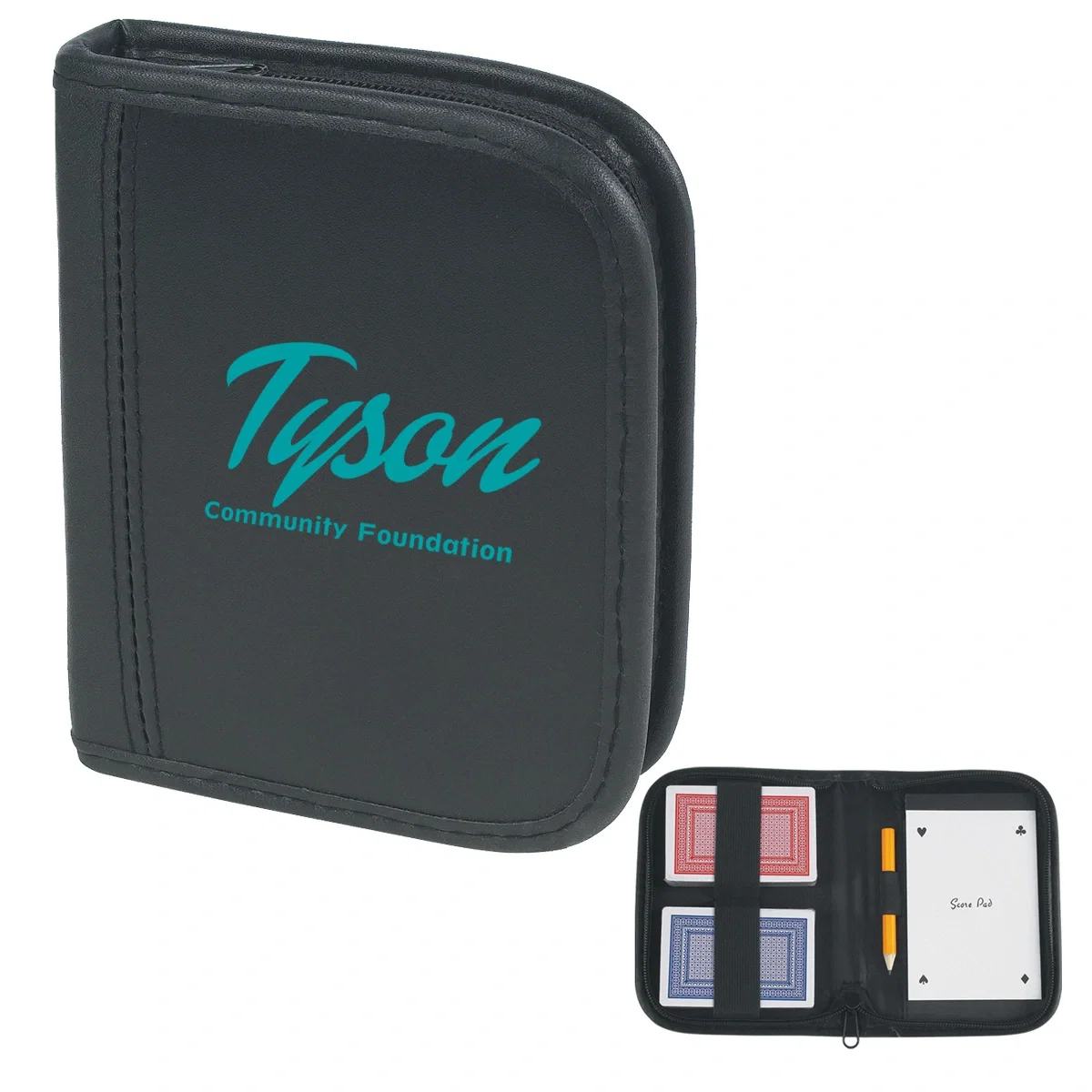 Playing card set packaged in a slim black case