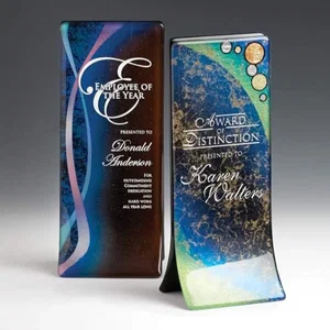 Glass Award Hand-Painted and Signed by the Artist