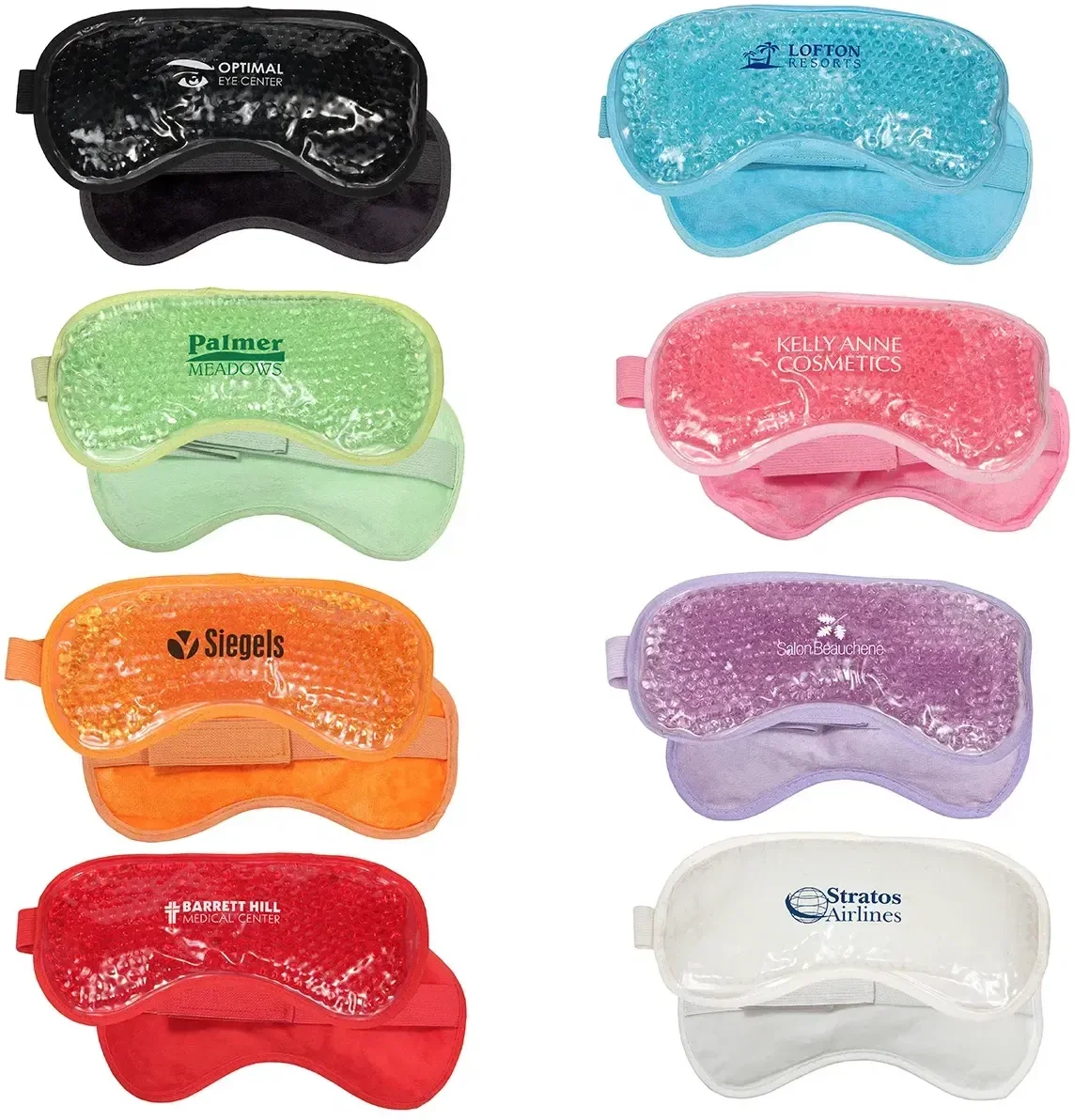 Plush Aqua Pearls Hot/Cold Eye Mask, custom spa therapy mask front view with branded logo space