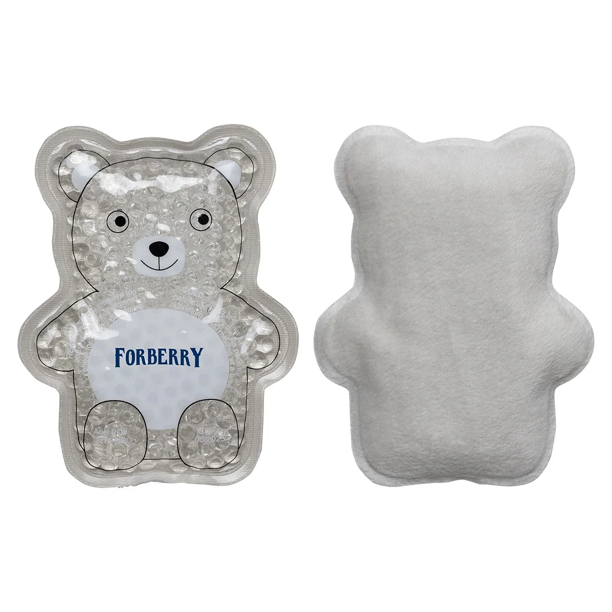 Plush bear Aqua Pearls hot/cold pack with clear gel beads and soft plush back