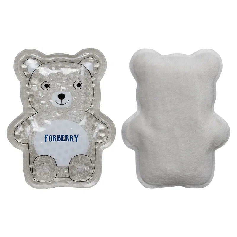 Plush bear Aqua Pearls hot/cold pack with clear gel beads and soft plush back