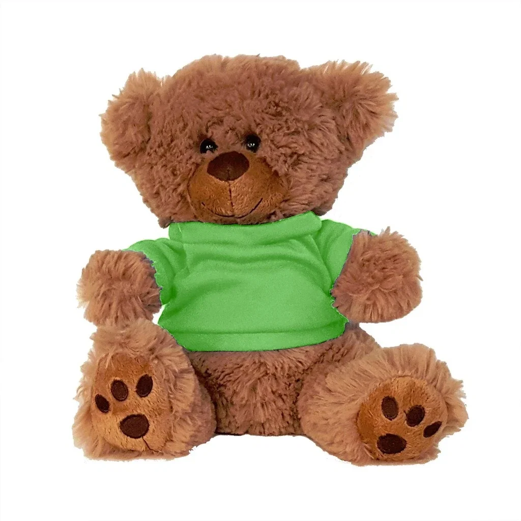 Plush Bear w/ Embroidered Paws and T-Shirt — Brown,Shirt Color: Lime Shirt — view 3