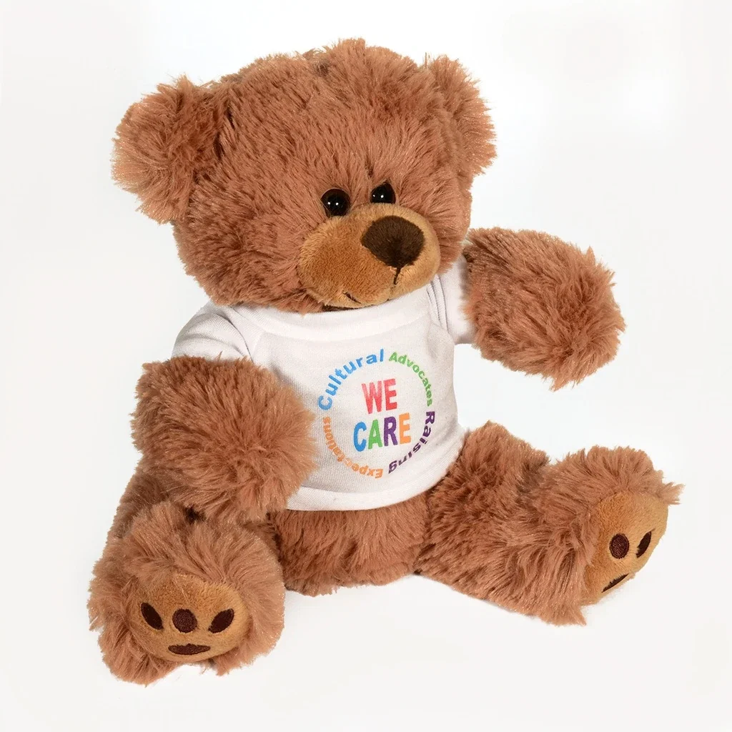 Plush Bear w/ Embroidered Paws and T-Shirt — Brown,Shirt Color: White Shirt — view 4