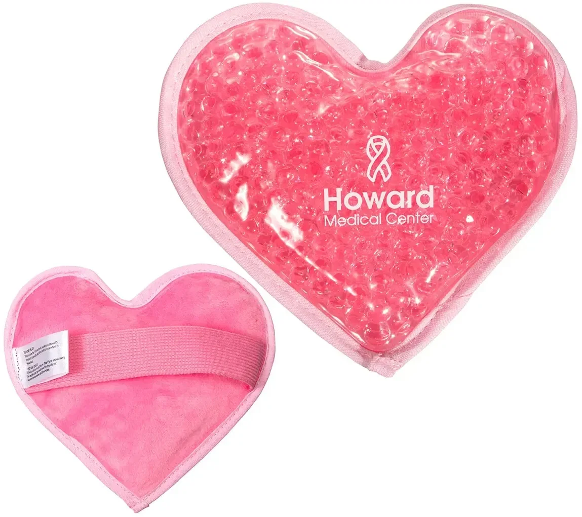 Branded Plush Heart Hot/Cold Pack used for warm relief, custom self-care giveaway