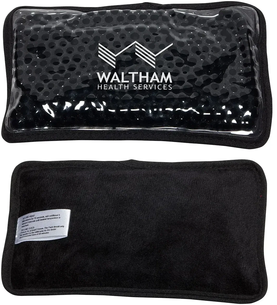 Branded Plush Mini Hot/Cold Pack showing the pearl-bead fill side