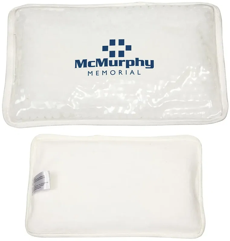 Promotional plush hot and cold pack reverse side detail