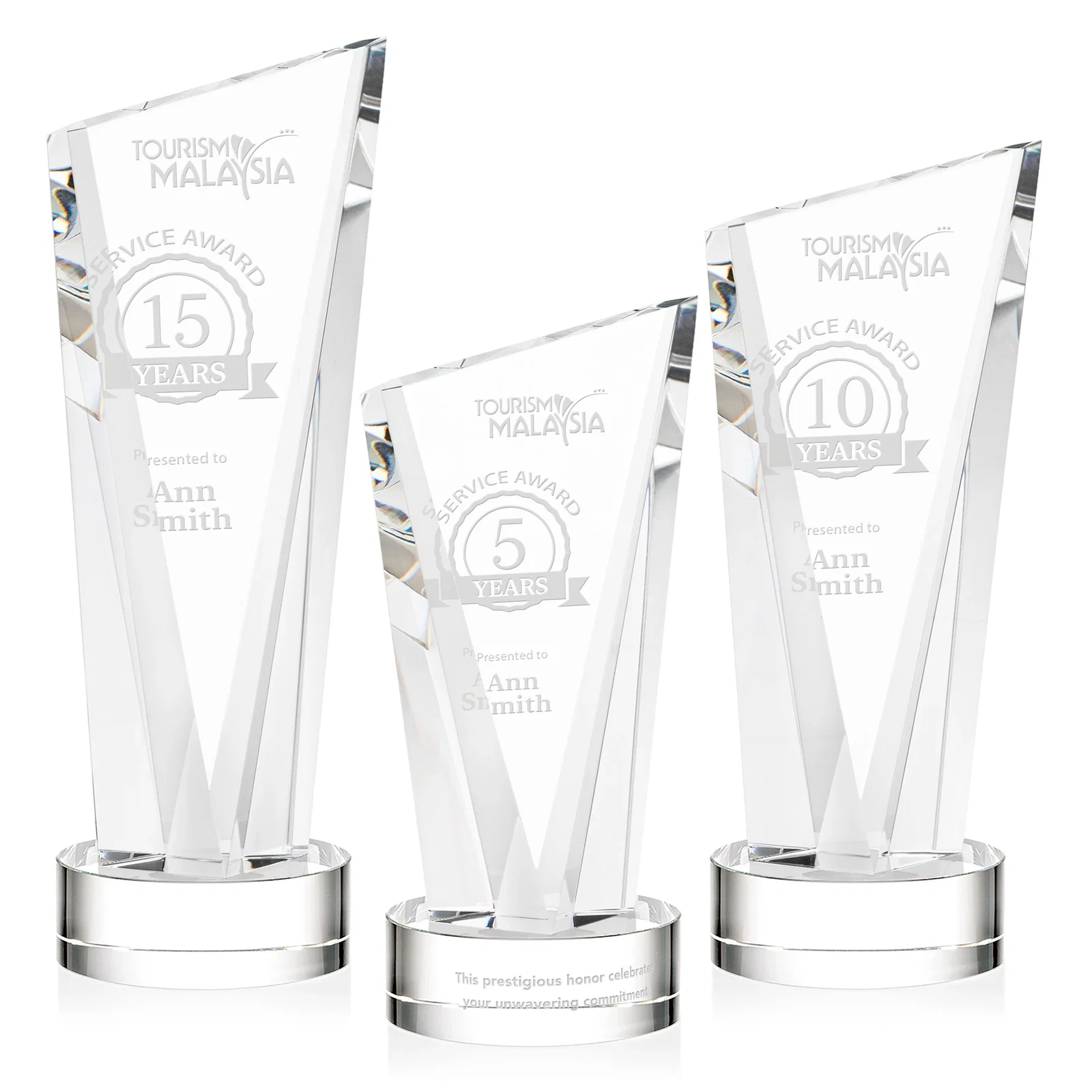 Custom Slant-Top Optical Crystal Award with Optional Base Engraving, awards for employee recognition