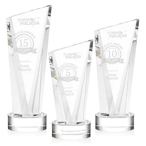 Slant-Top Optical Crystal Award with Optional Base Engraving