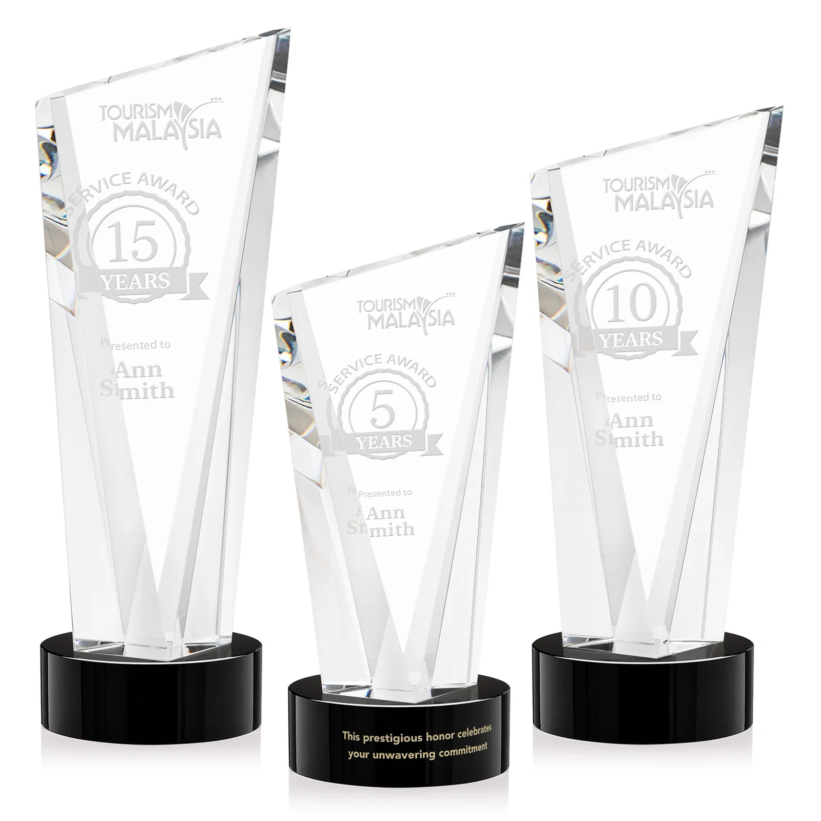 Custom Slant-Top Optical Crystal Award with Optional Base Engraving, awards for volunteer appreciation