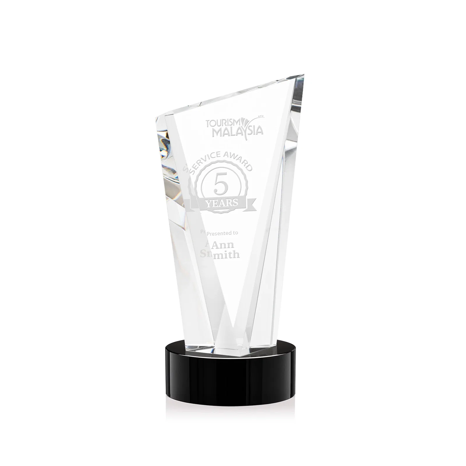 Custom Slant-Top Optical Crystal Award with Optional Base Engraving, awards for dealer and partner awards