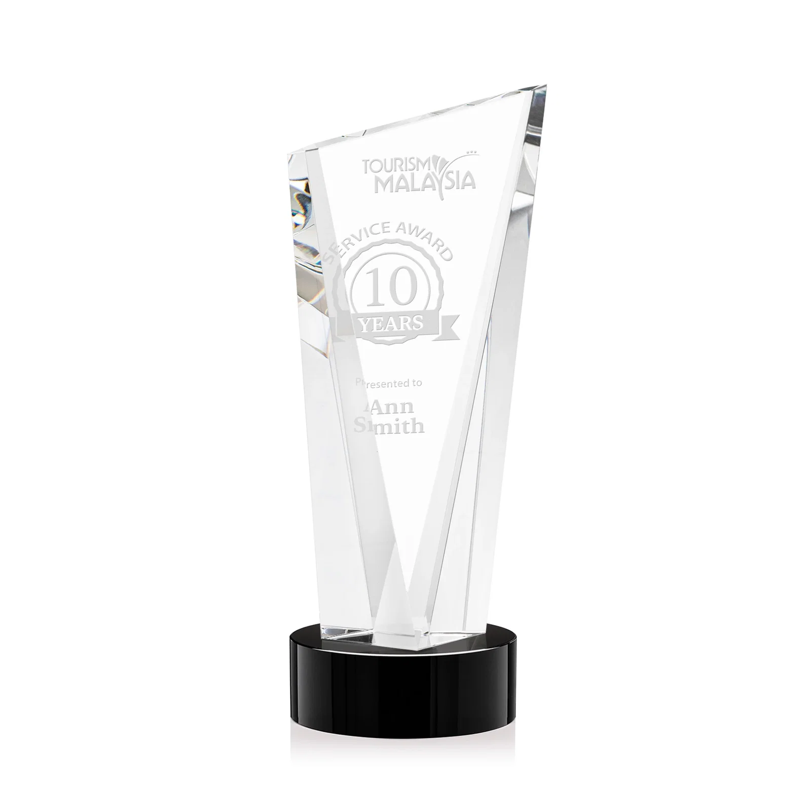 Custom Slant-Top Optical Crystal Award with Optional Base Engraving, awards for company anniversary events