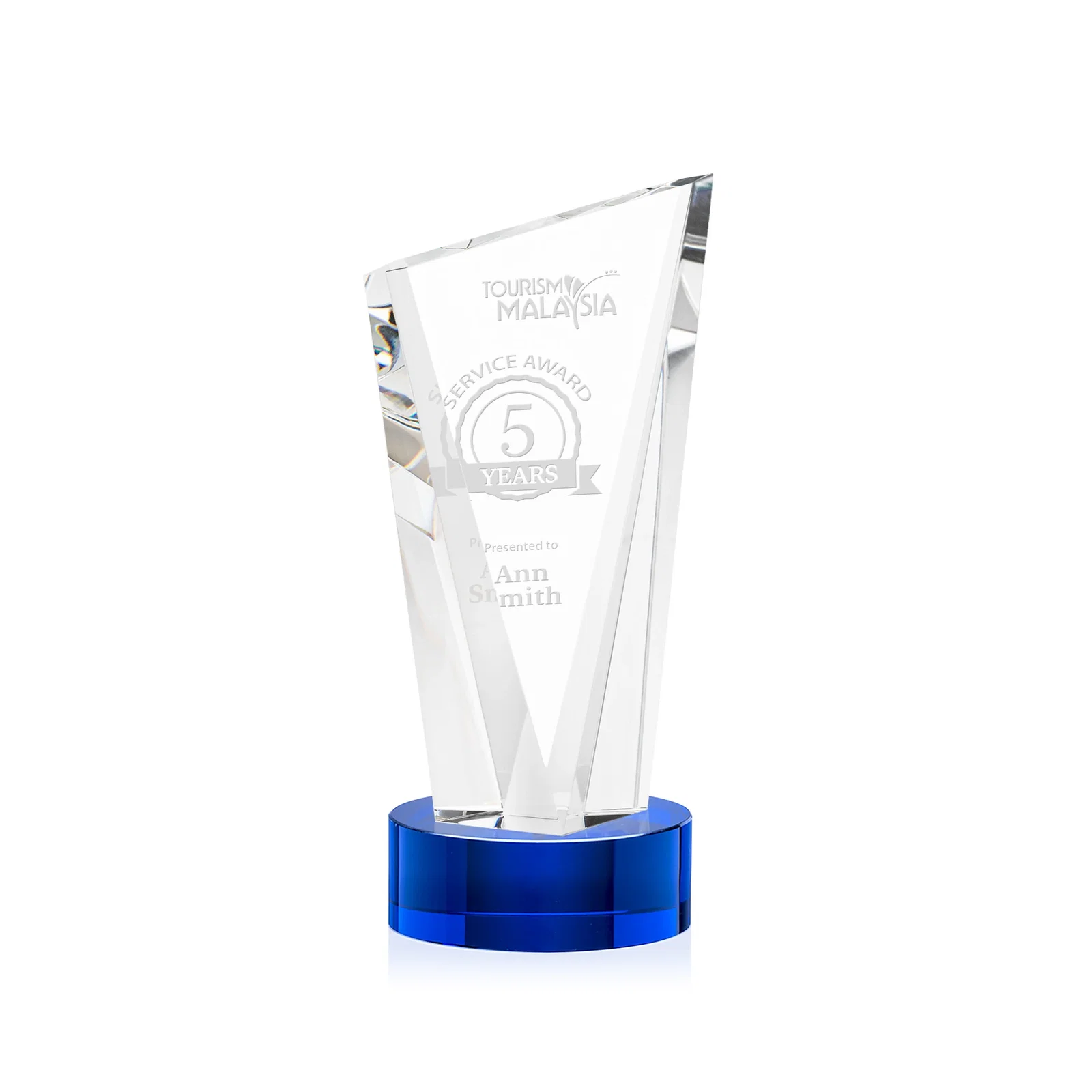 Personalized Slant-Top Optical Crystal Award with Optional Base Engraving, awards for service anniversary gifts
