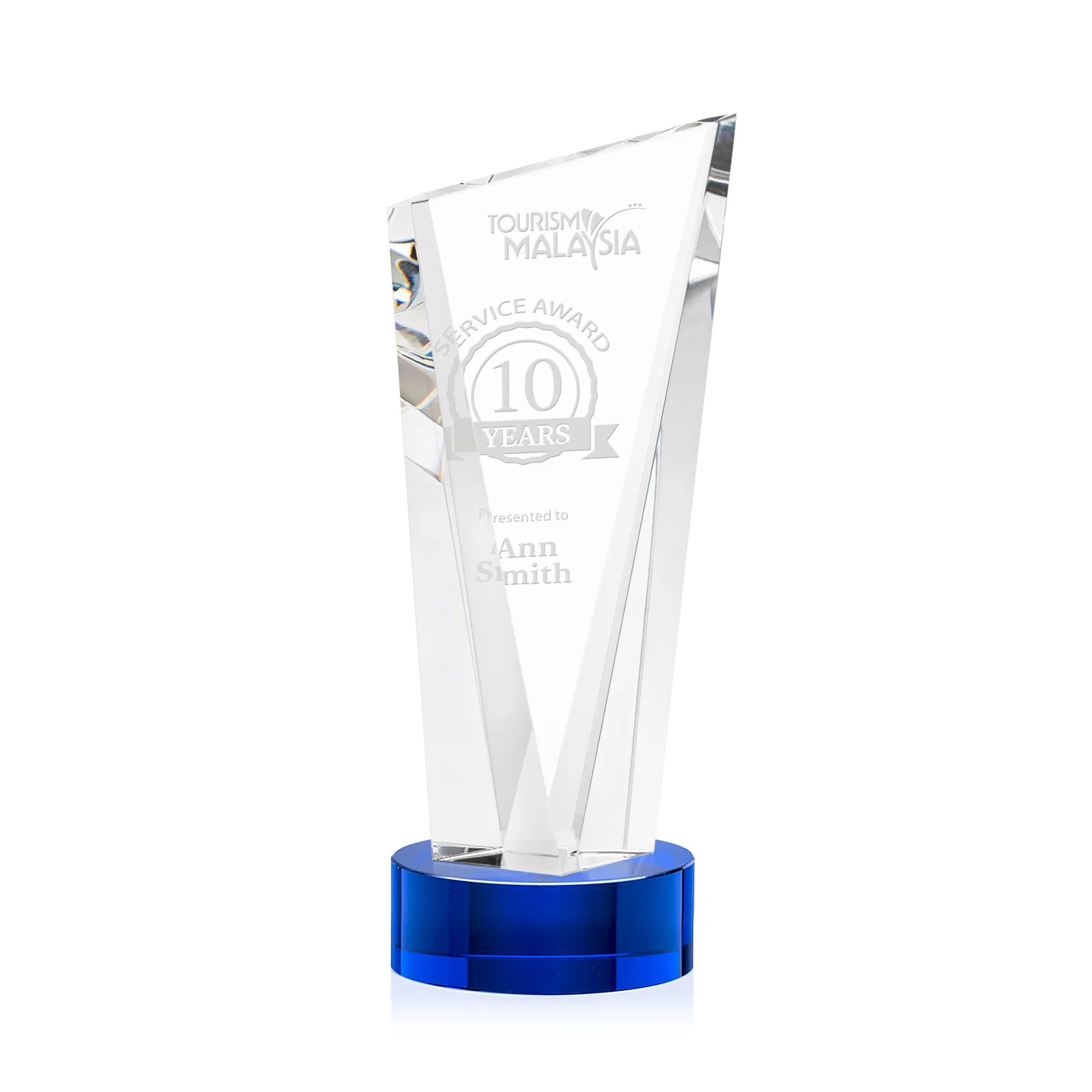 Personalized Slant-Top Optical Crystal Award with Optional Base Engraving, awards for sales achievement awards