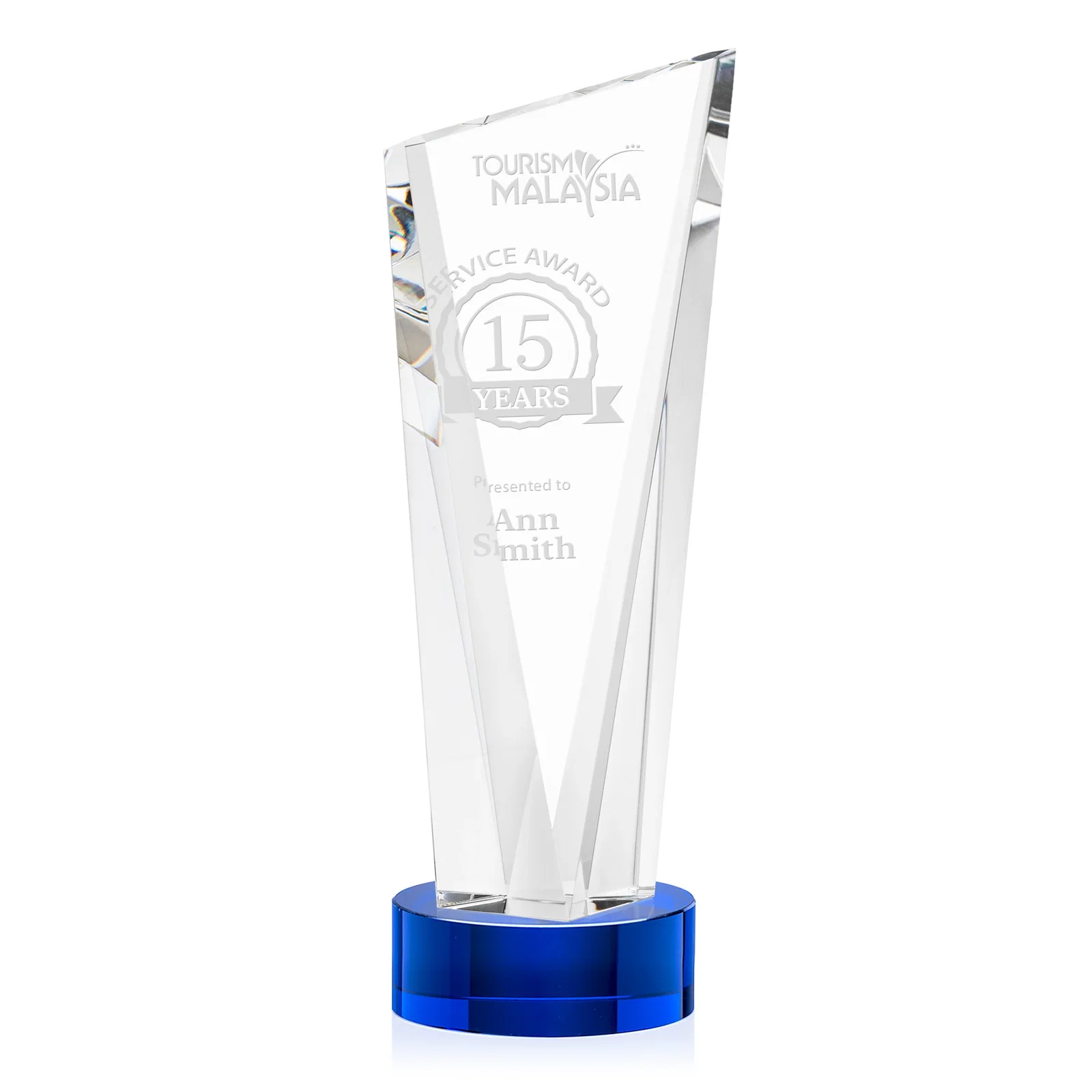 Personalized Slant-Top Optical Crystal Award with Optional Base Engraving, awards for retirement presentations