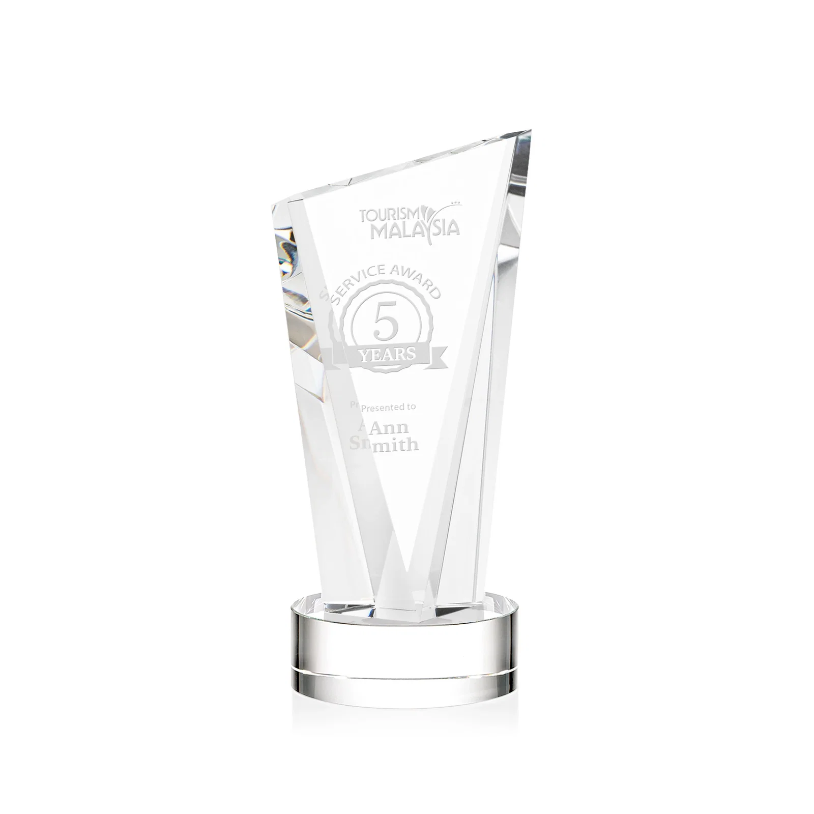 Custom Slant-Top Optical Crystal Award with Optional Base Engraving, awards for corporate award ceremonies