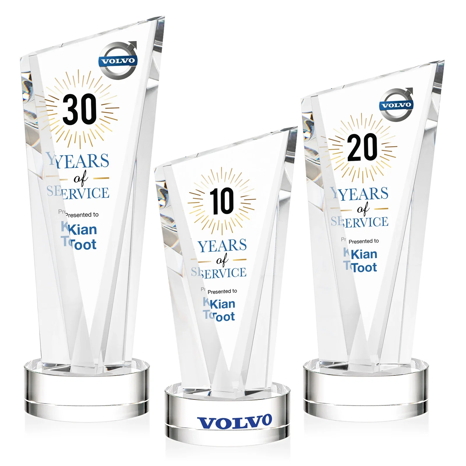 Personalized Slant-Top Optical Crystal Award with Optional Base Engraving, awards for team milestone celebrations