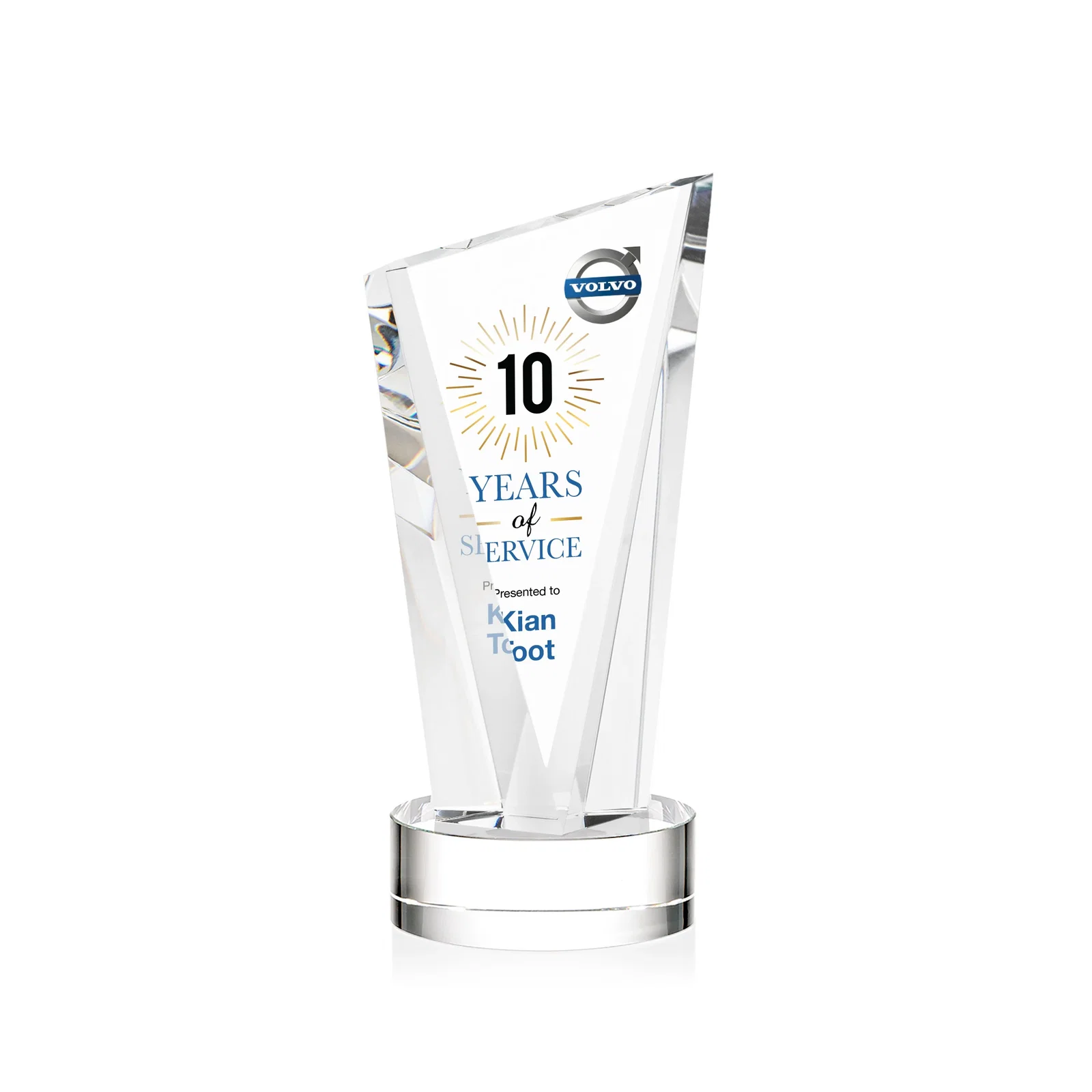 Personalized Slant-Top Optical Crystal Award with Optional Base Engraving, awards for donor appreciation