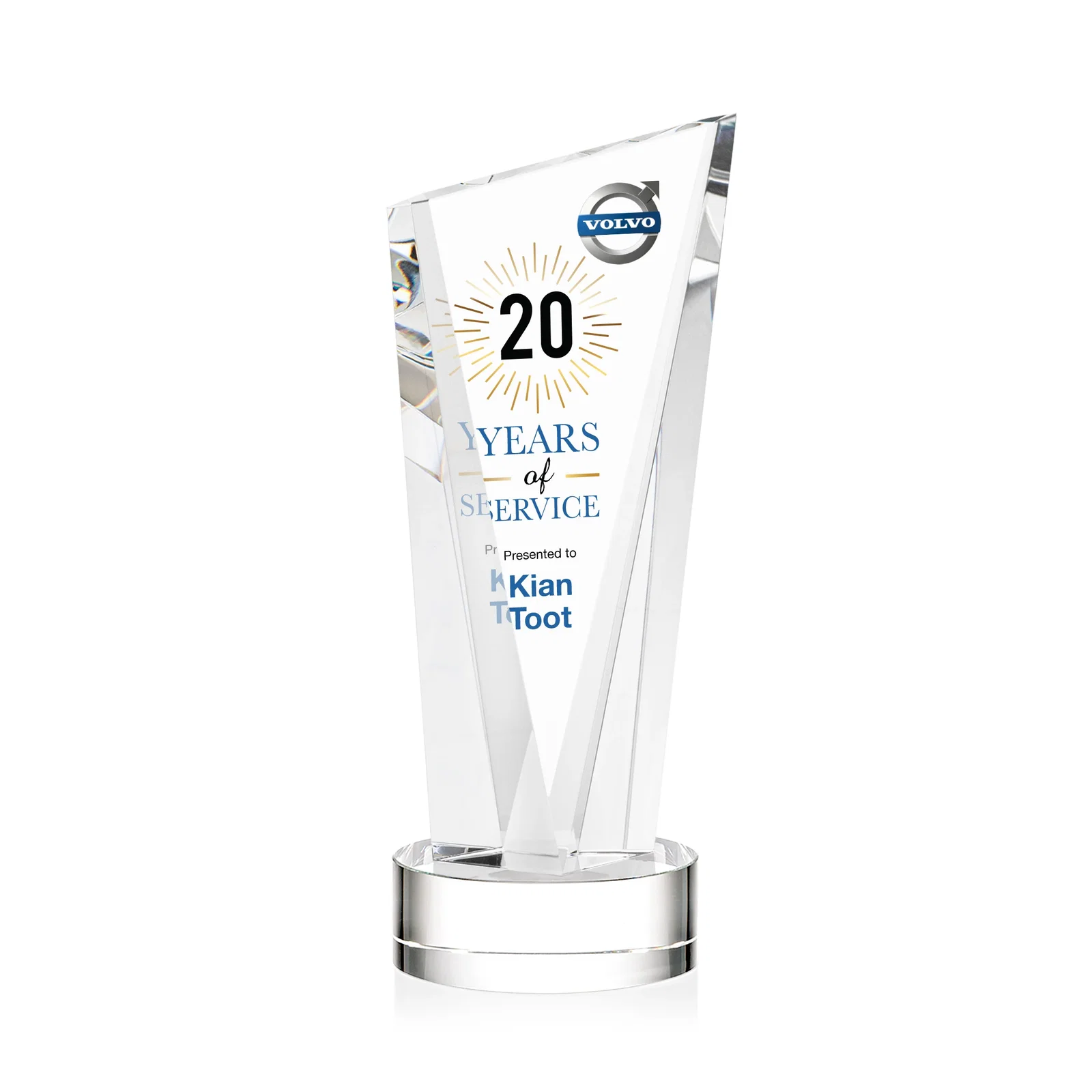 Personalized Slant-Top Optical Crystal Award with Optional Base Engraving, awards for graduation ceremonies