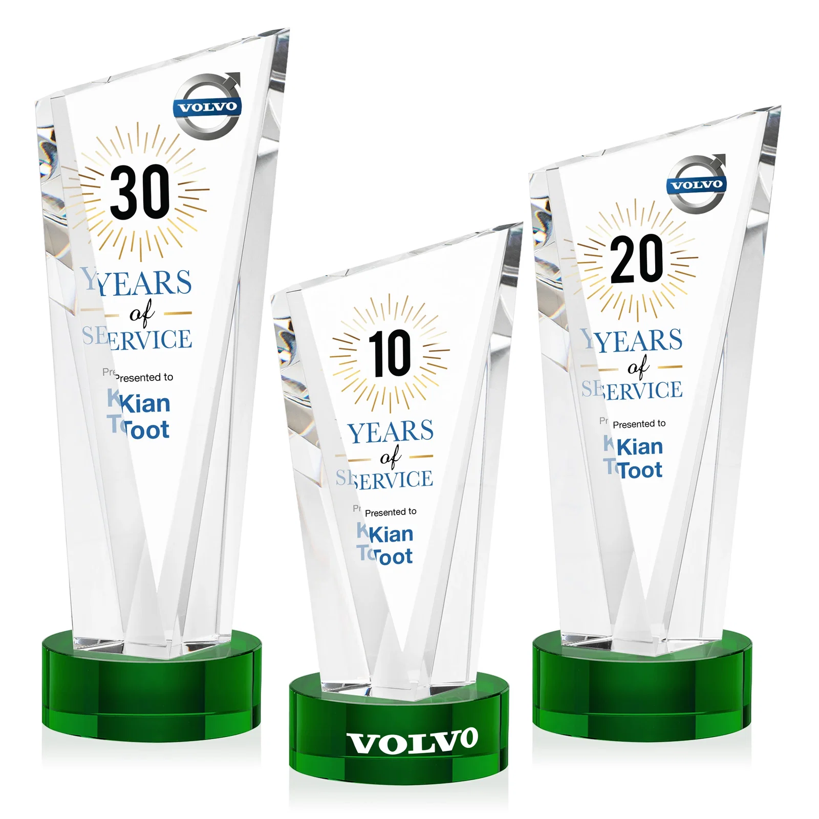 Personalized Slant-Top Optical Crystal Award with Optional Base Engraving, awards for volunteer appreciation
