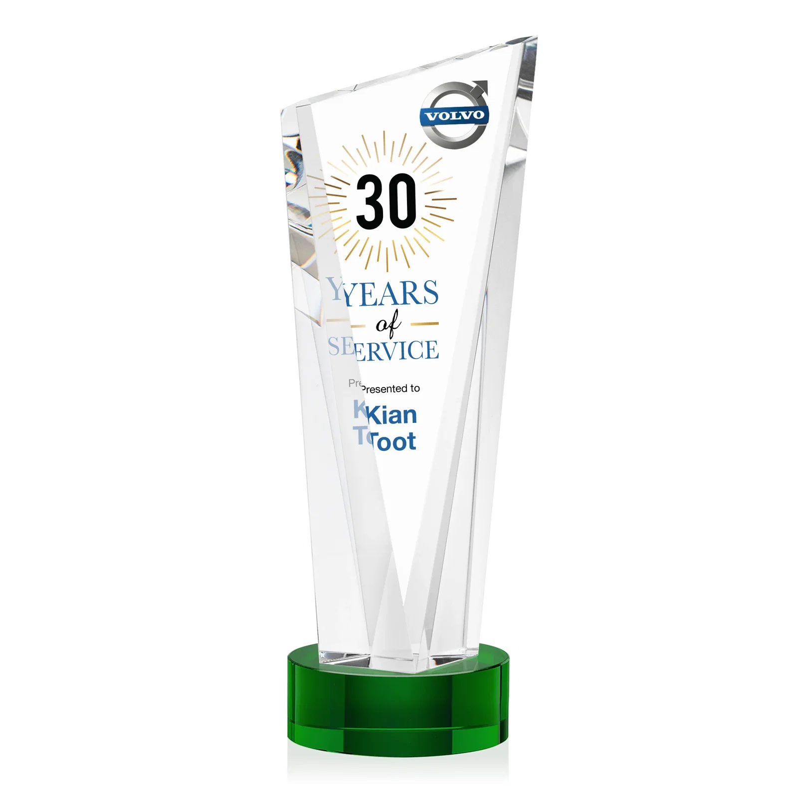 Promotional Slant-Top Optical Crystal Award with Optional Base Engraving, awards for employee recognition