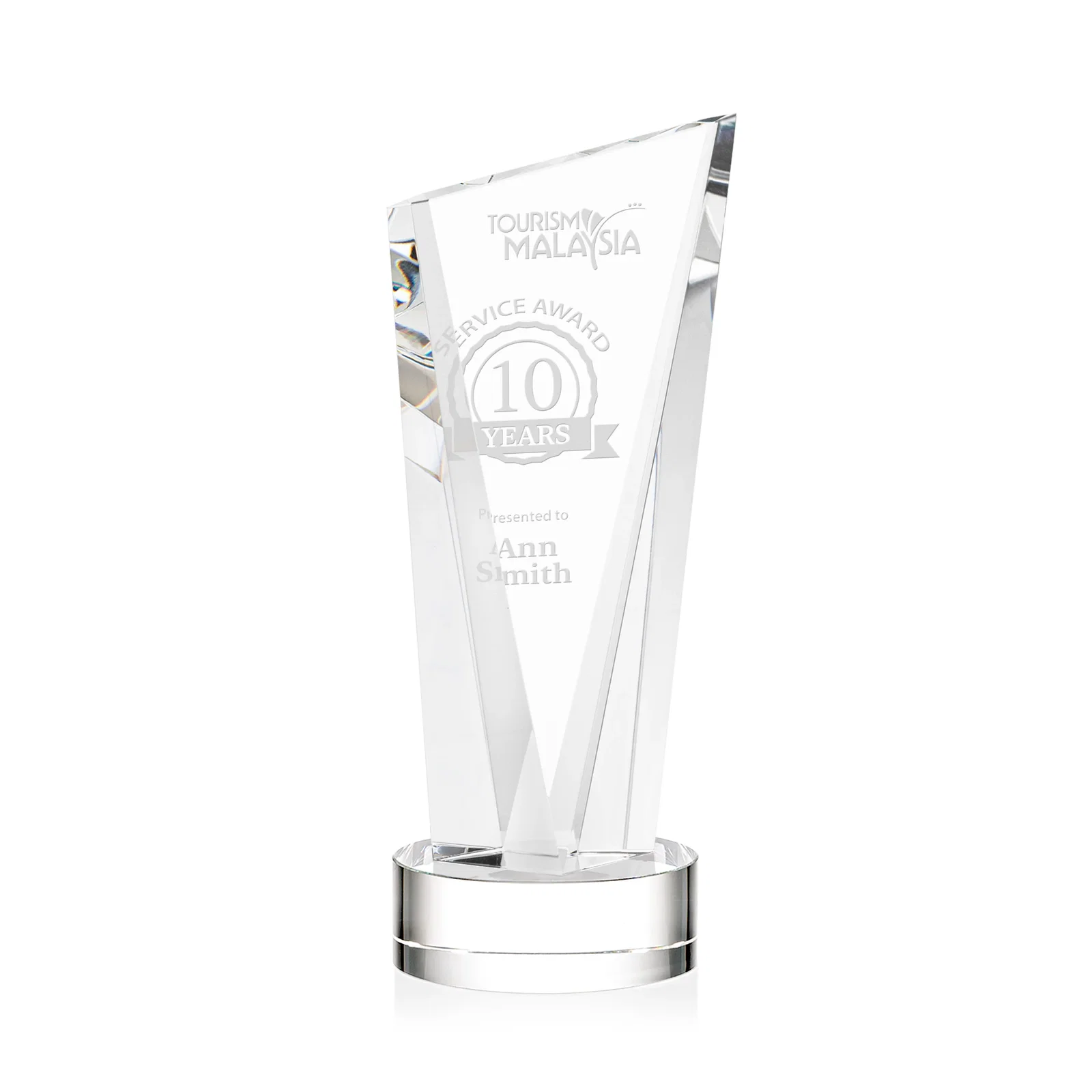 Custom Slant-Top Optical Crystal Award with Optional Base Engraving, awards for service anniversary gifts