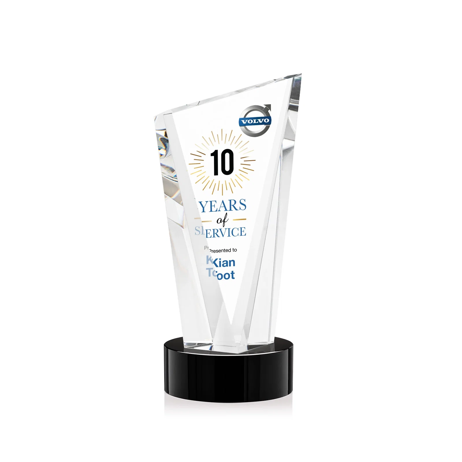 Promotional Slant-Top Optical Crystal Award with Optional Base Engraving, awards for service anniversary gifts