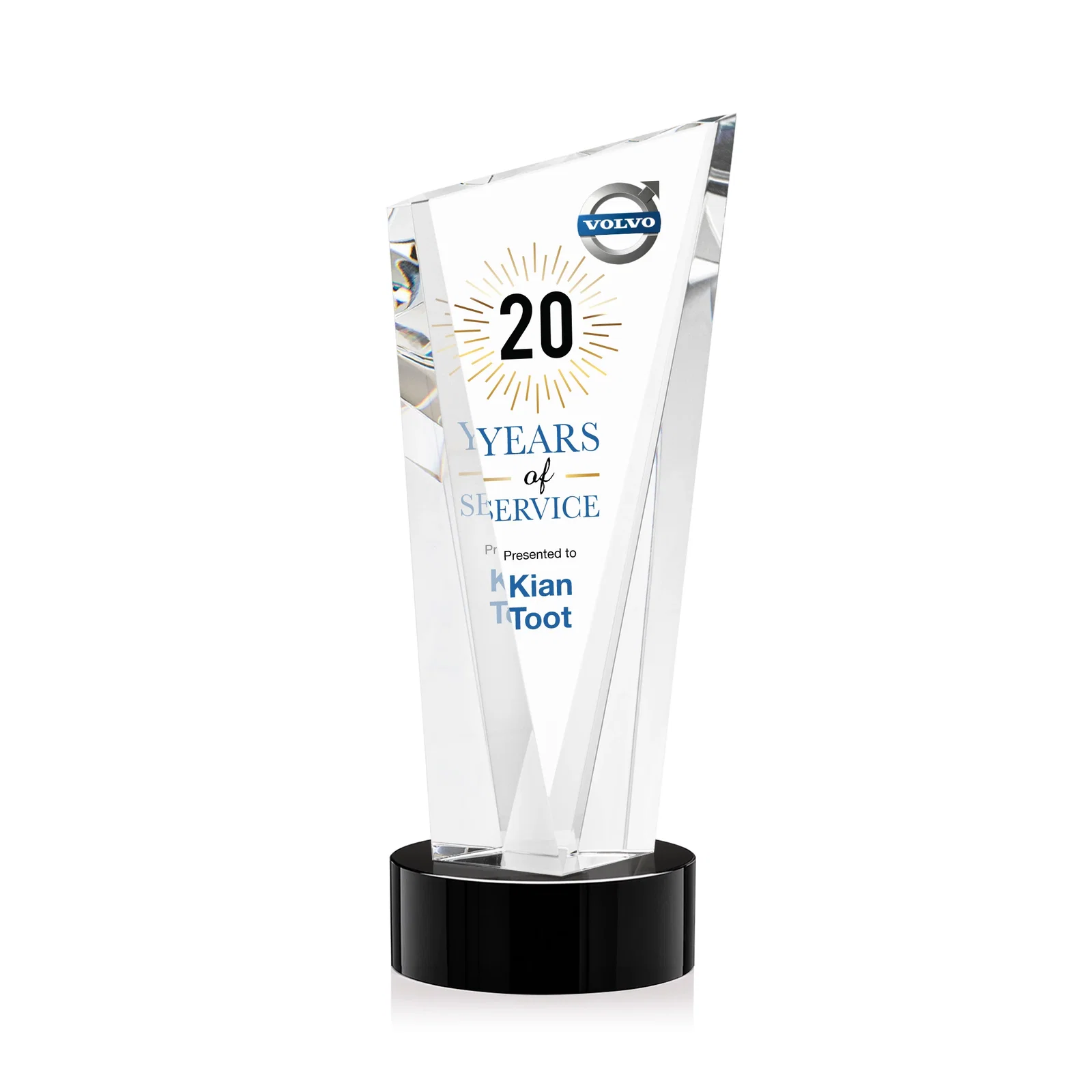 Promotional Slant-Top Optical Crystal Award with Optional Base Engraving, awards for sales achievement awards
