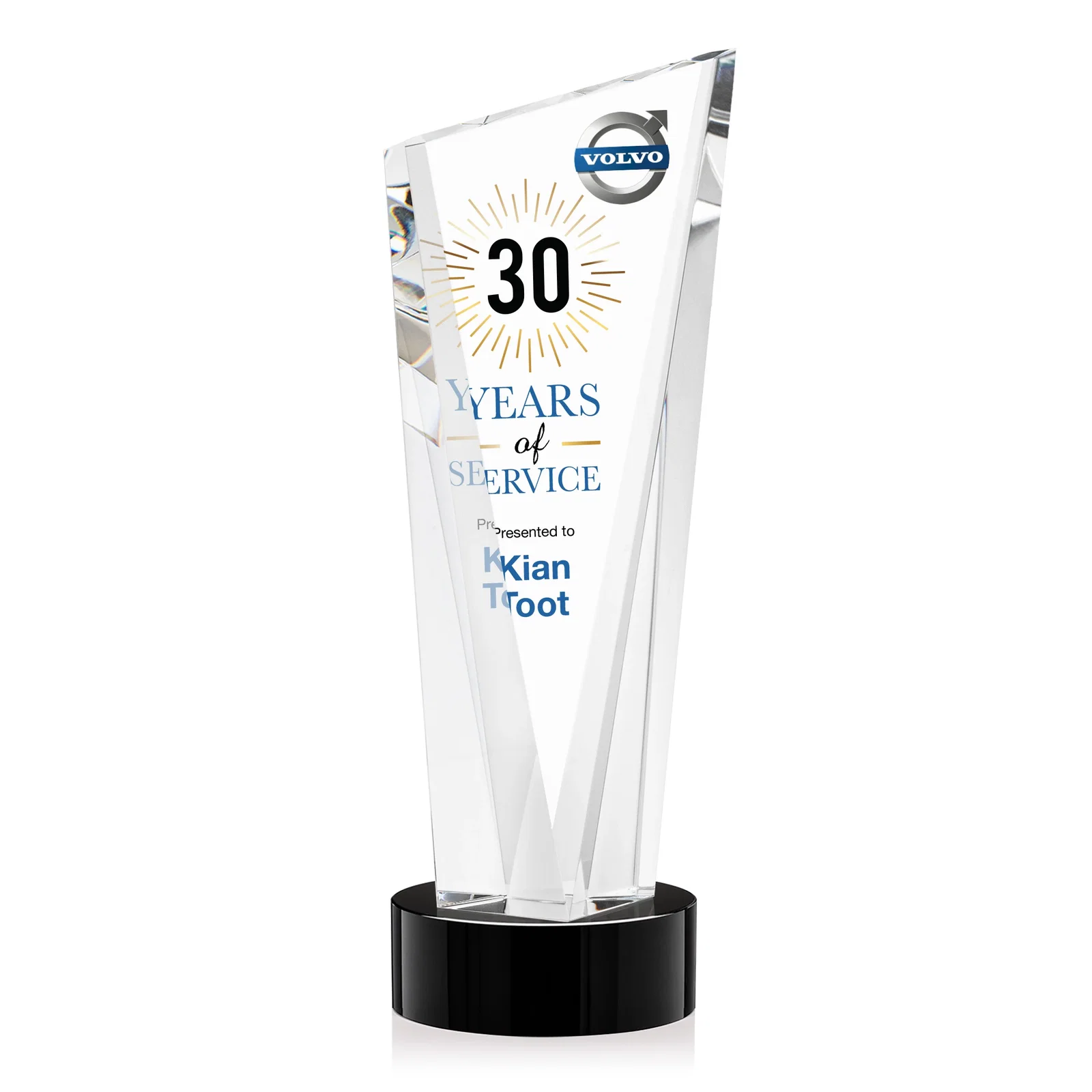 Promotional Slant-Top Optical Crystal Award with Optional Base Engraving, awards for retirement presentations