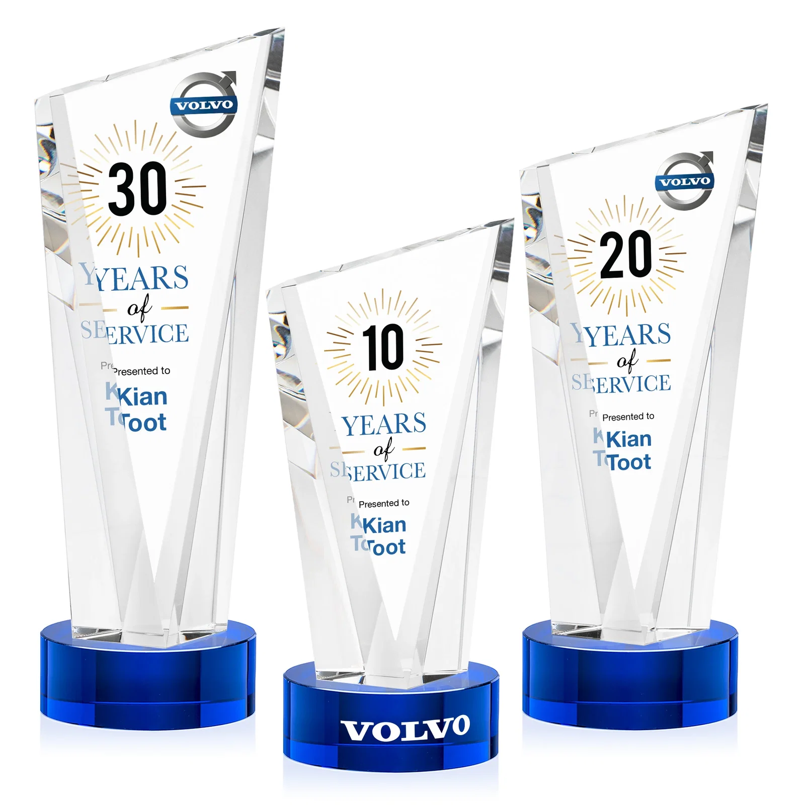 Promotional Slant-Top Optical Crystal Award with Optional Base Engraving, awards for team milestone celebrations
