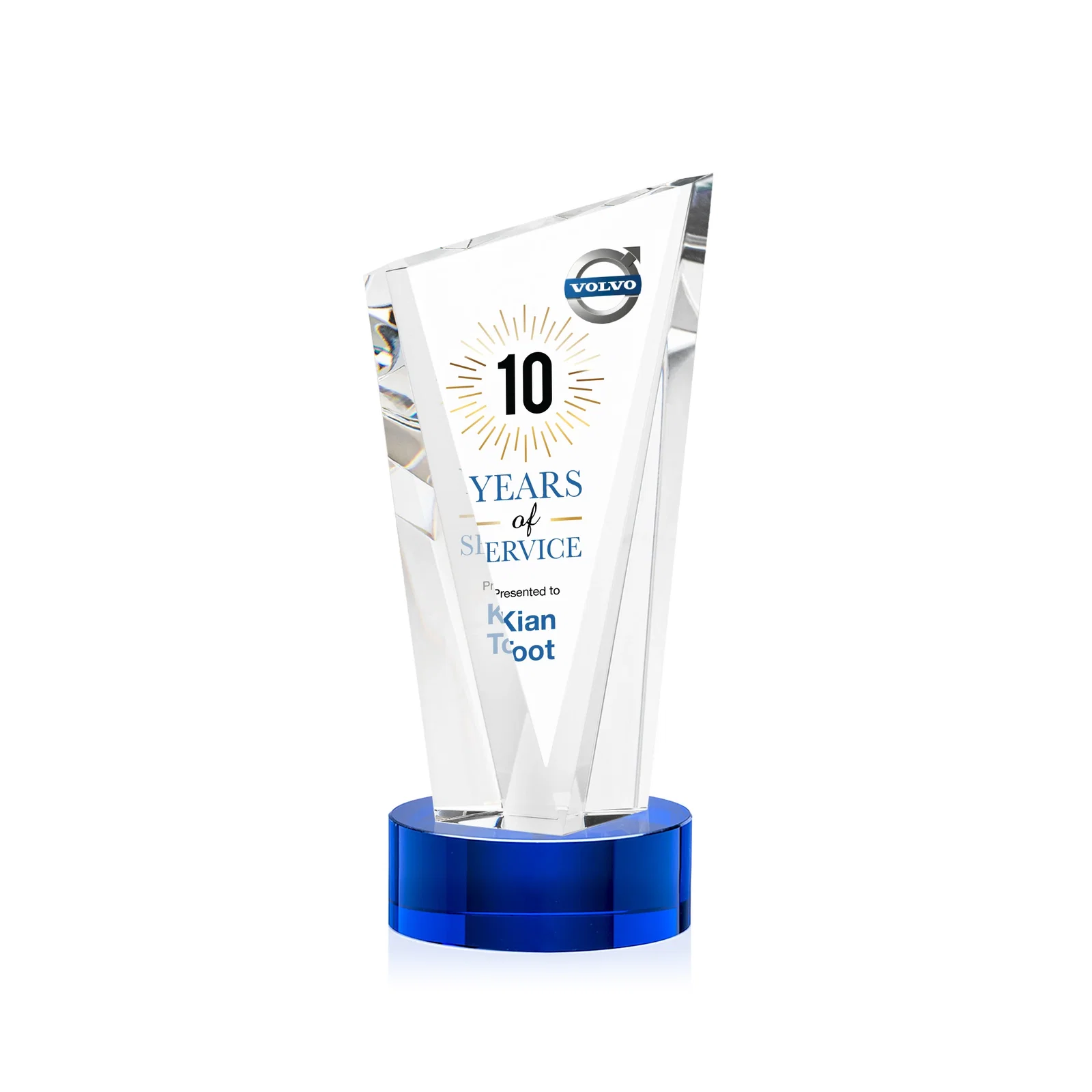 Promotional Slant-Top Optical Crystal Award with Optional Base Engraving, awards for donor appreciation