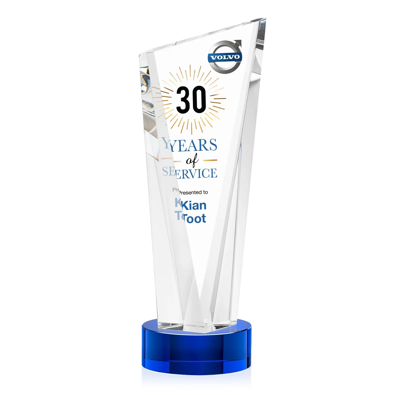 Promotional Slant-Top Optical Crystal Award with Optional Base Engraving, awards for safety achievement programs