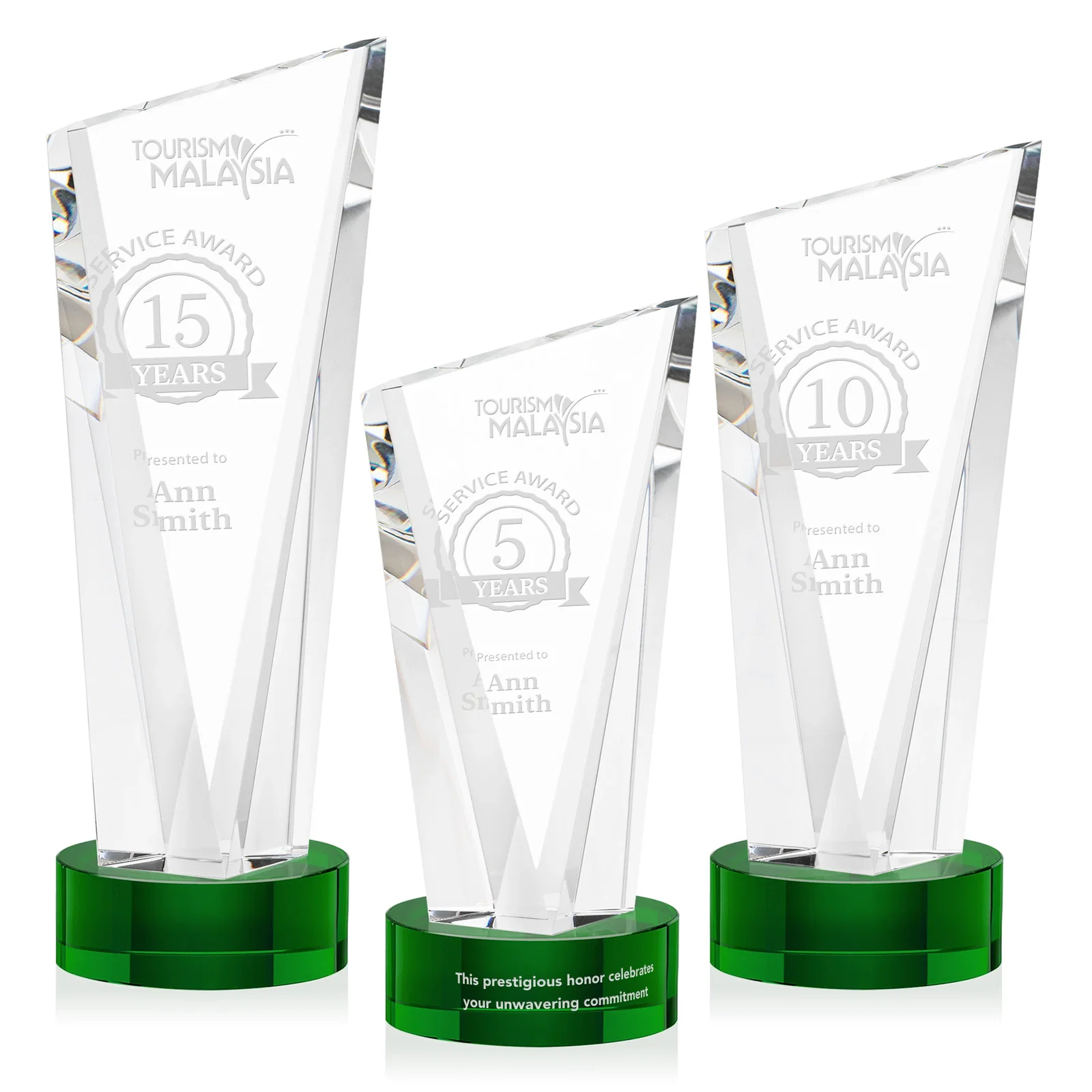 Custom Slant-Top Optical Crystal Award with Optional Base Engraving, awards for team milestone celebrations