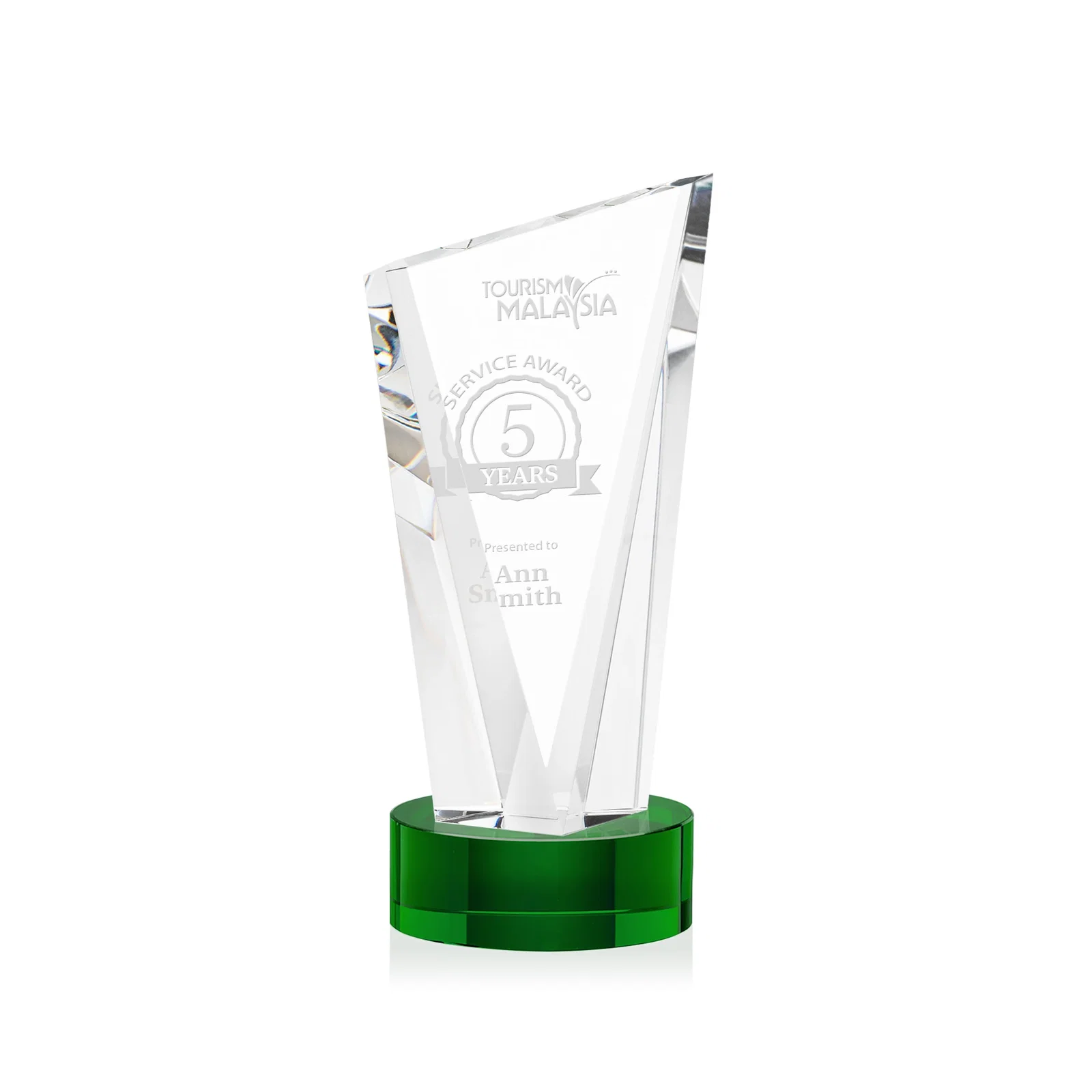 Custom Slant-Top Optical Crystal Award with Optional Base Engraving, awards for donor appreciation