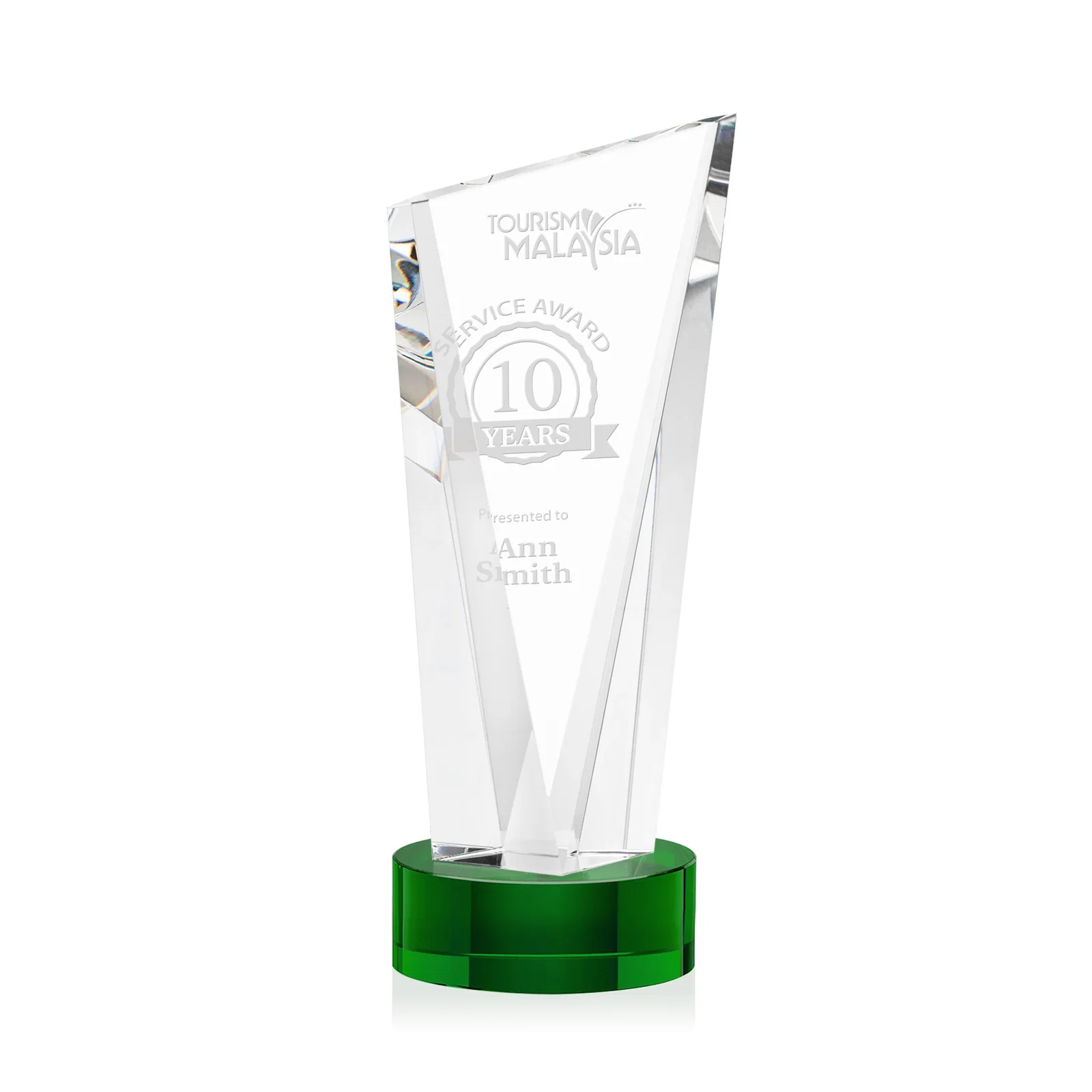 Custom Slant-Top Optical Crystal Award with Optional Base Engraving, awards for graduation ceremonies