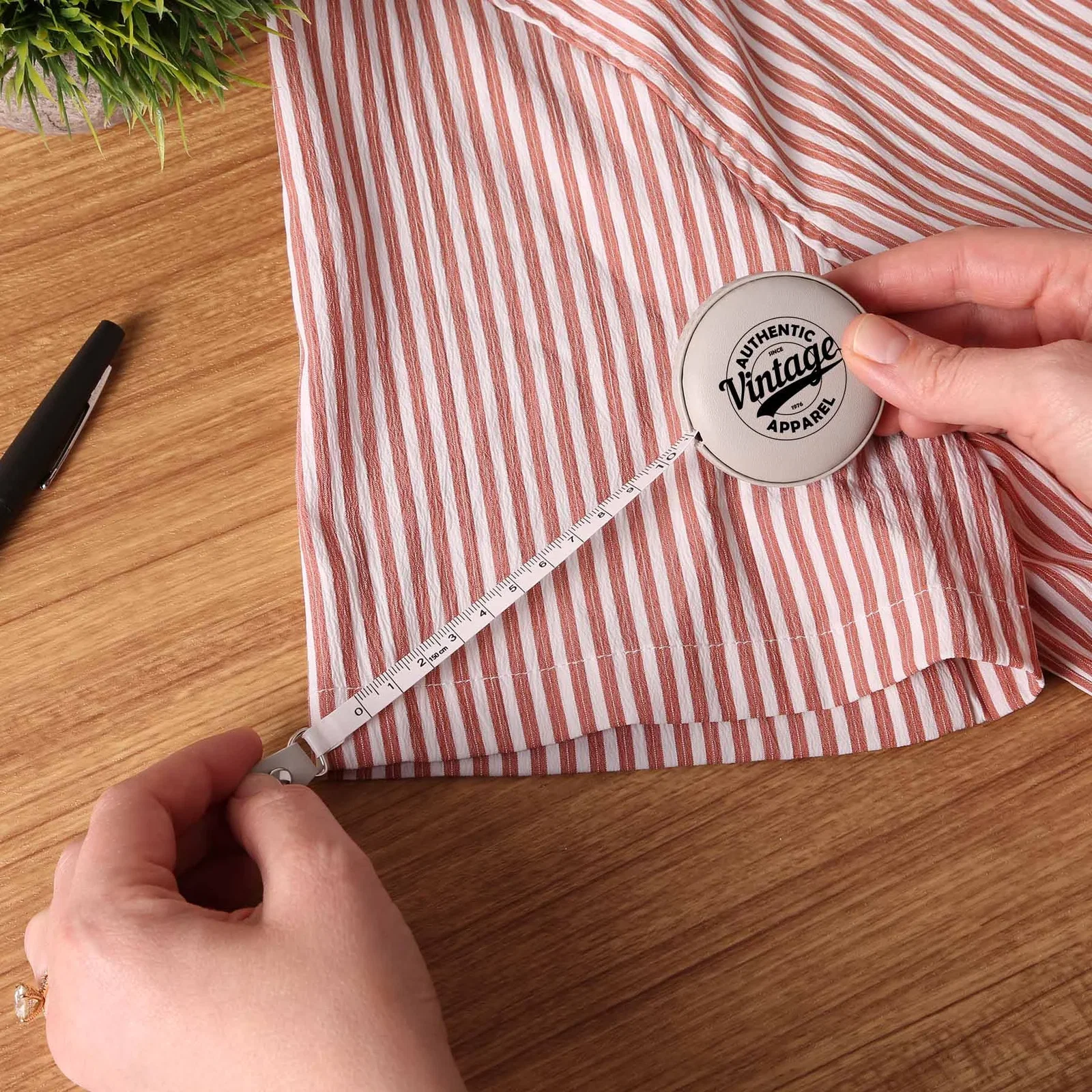 Pocket Pal Vegan Leather 5' Measuring Tape in use
